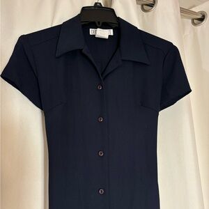 Women's Navy Button-Up Top